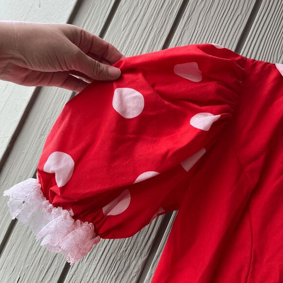 VTG 80s Disney Wear Minnie Mouse Adult Costume Dress M Polka Dot Made in USA - Picture 7 of 11
